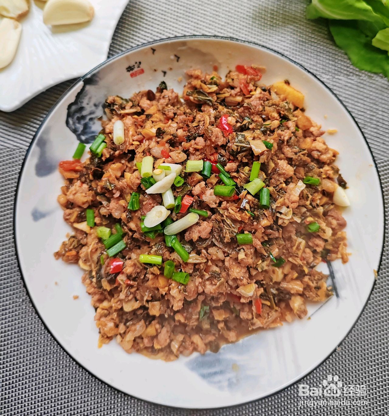 肉沫炒干菜心的做法