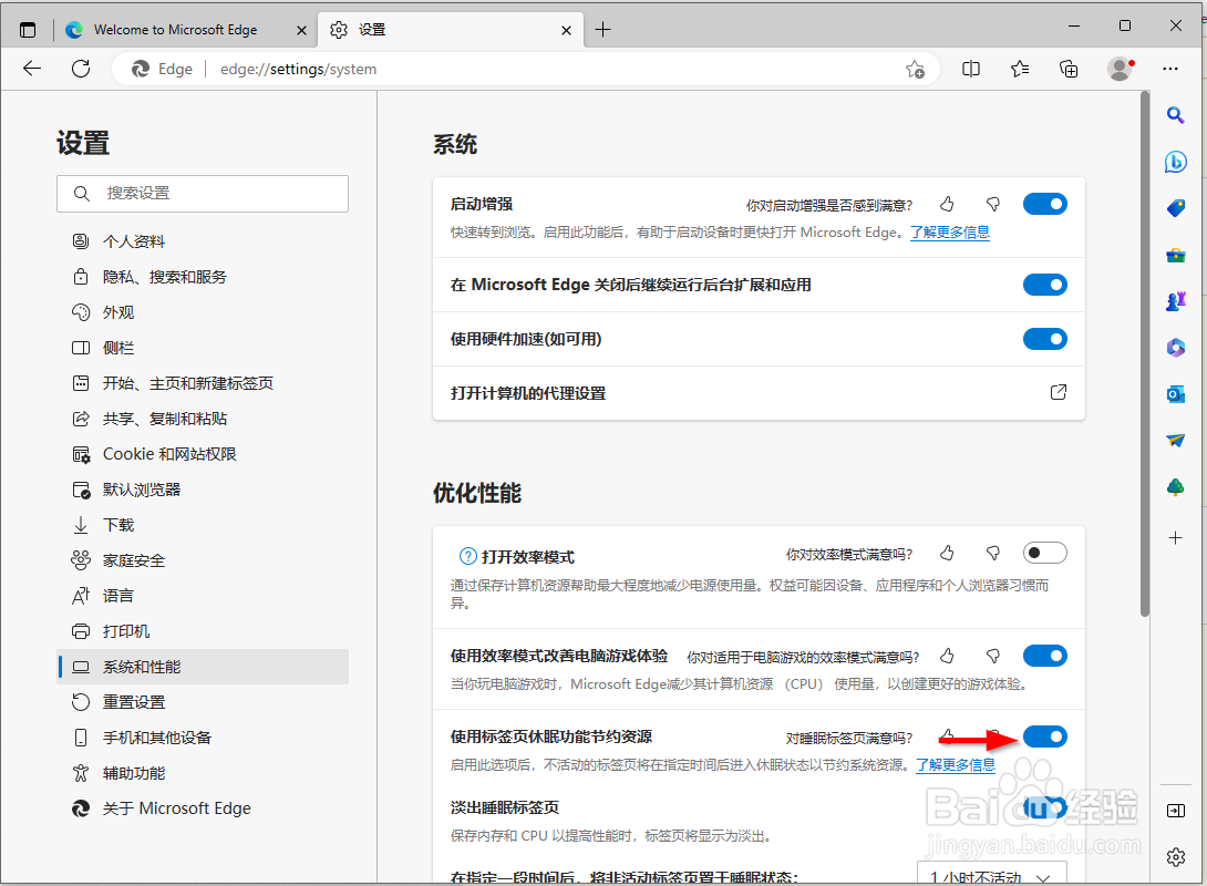 如何启用Microsoft Edge的睡眠标签功能