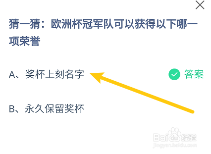 欧洲杯冠军队可以获得哪一项荣誉?蚂蚁庄园7.14