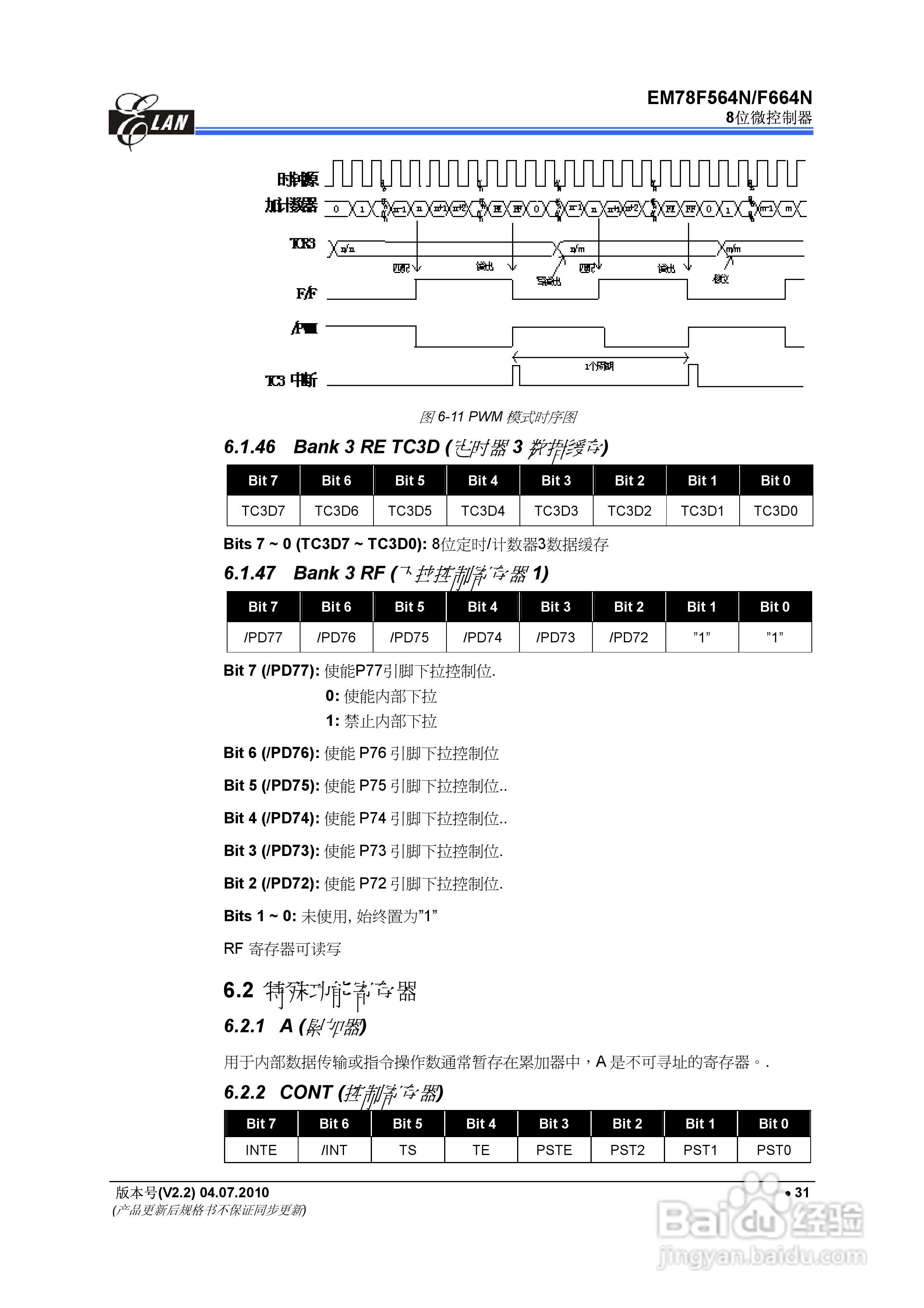 EM78F564N/F664N 8位微控制器说明书:[4]