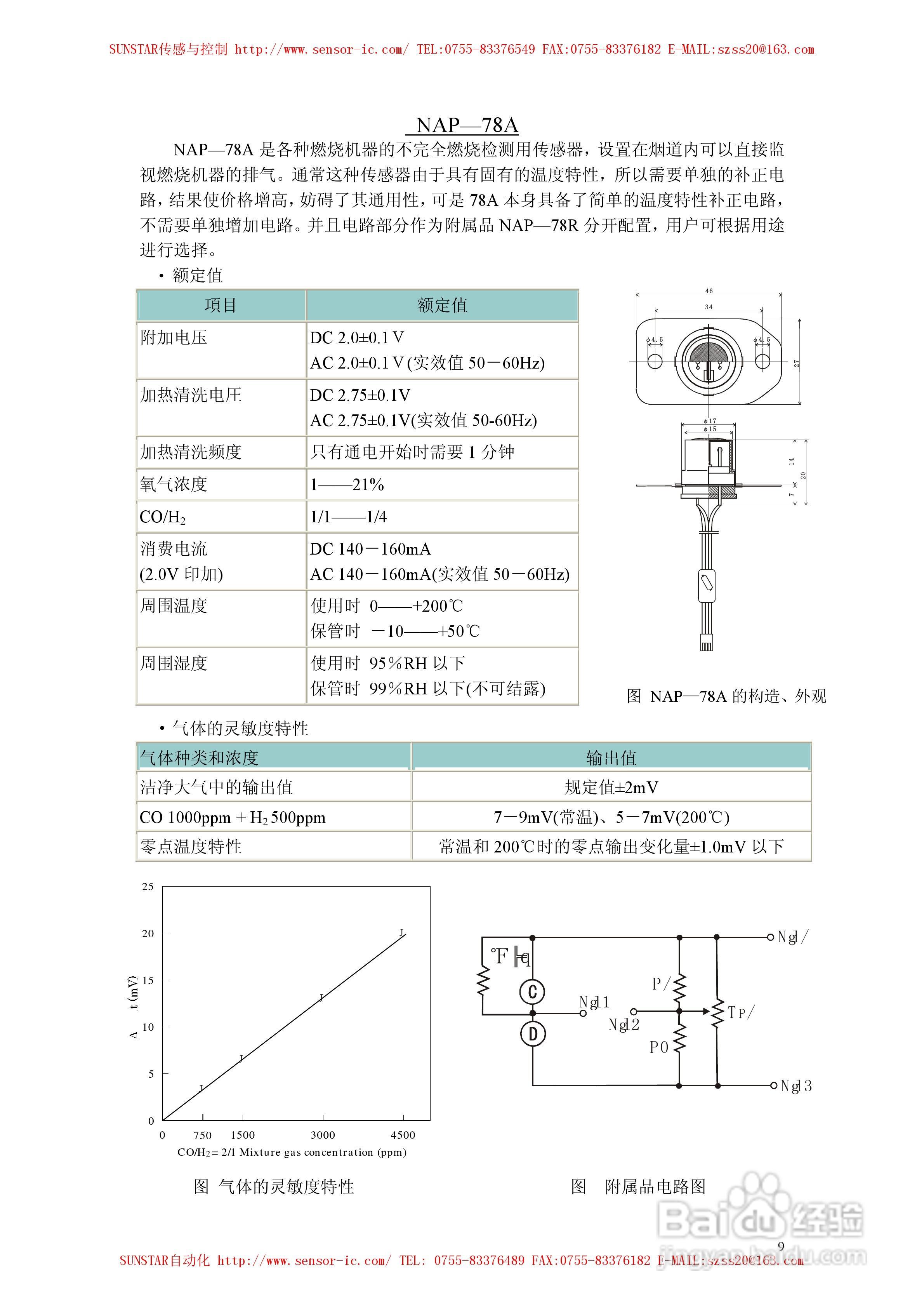MAP-100A系列工业用可燃性气体传感器使用说明书:[3]