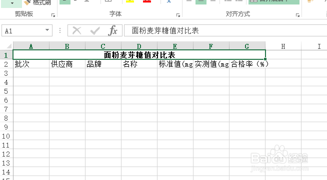 使用Excel怎样创建面粉麦芽糖值对比表
