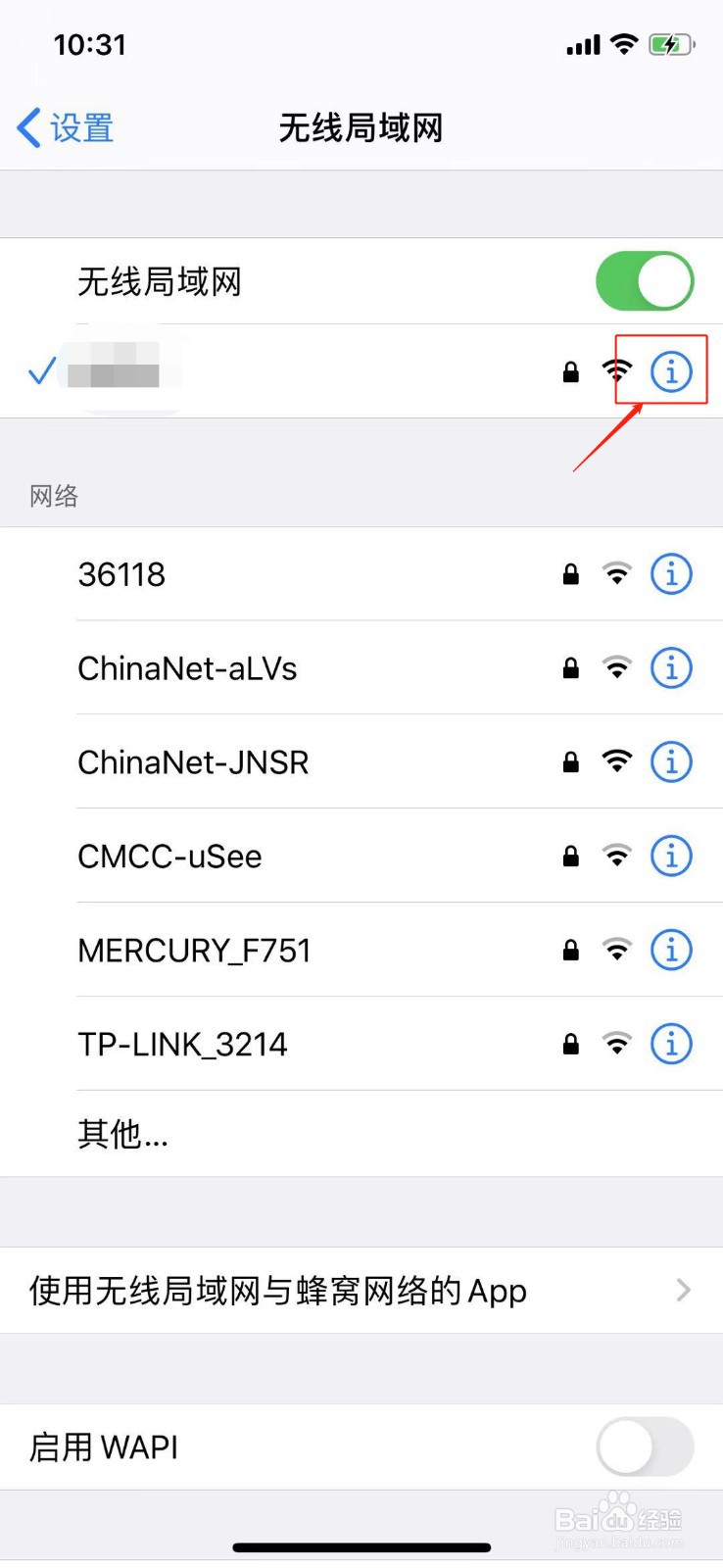 iphone手机如何查看所连网络的IP地址