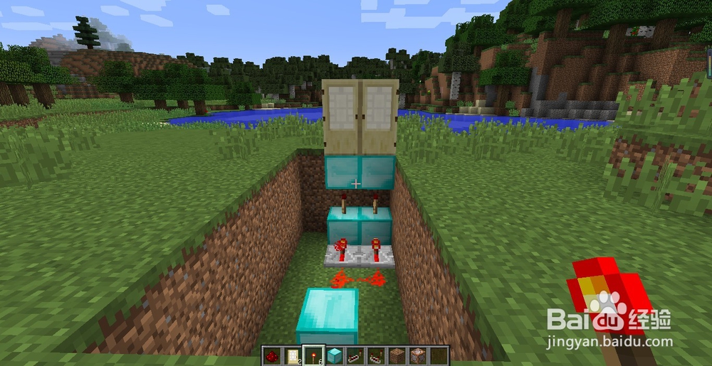 我的世界自动感应门怎么做