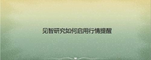 见智研究如何启用行情提醒