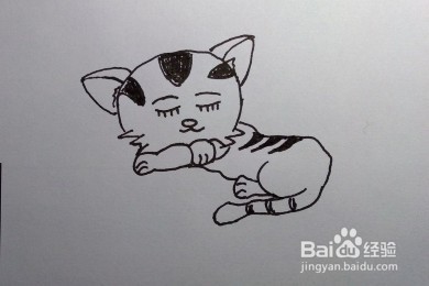 <b>儿童简笔画教程：怎么画一只睡觉的懒猫？简笔画</b>