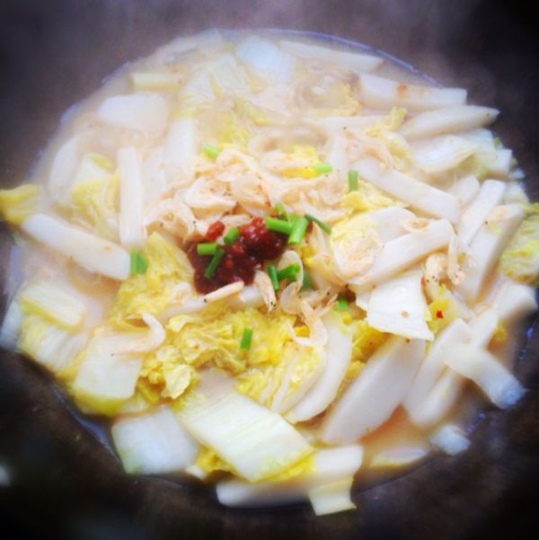 豆瓣娃娃菜煮年糕