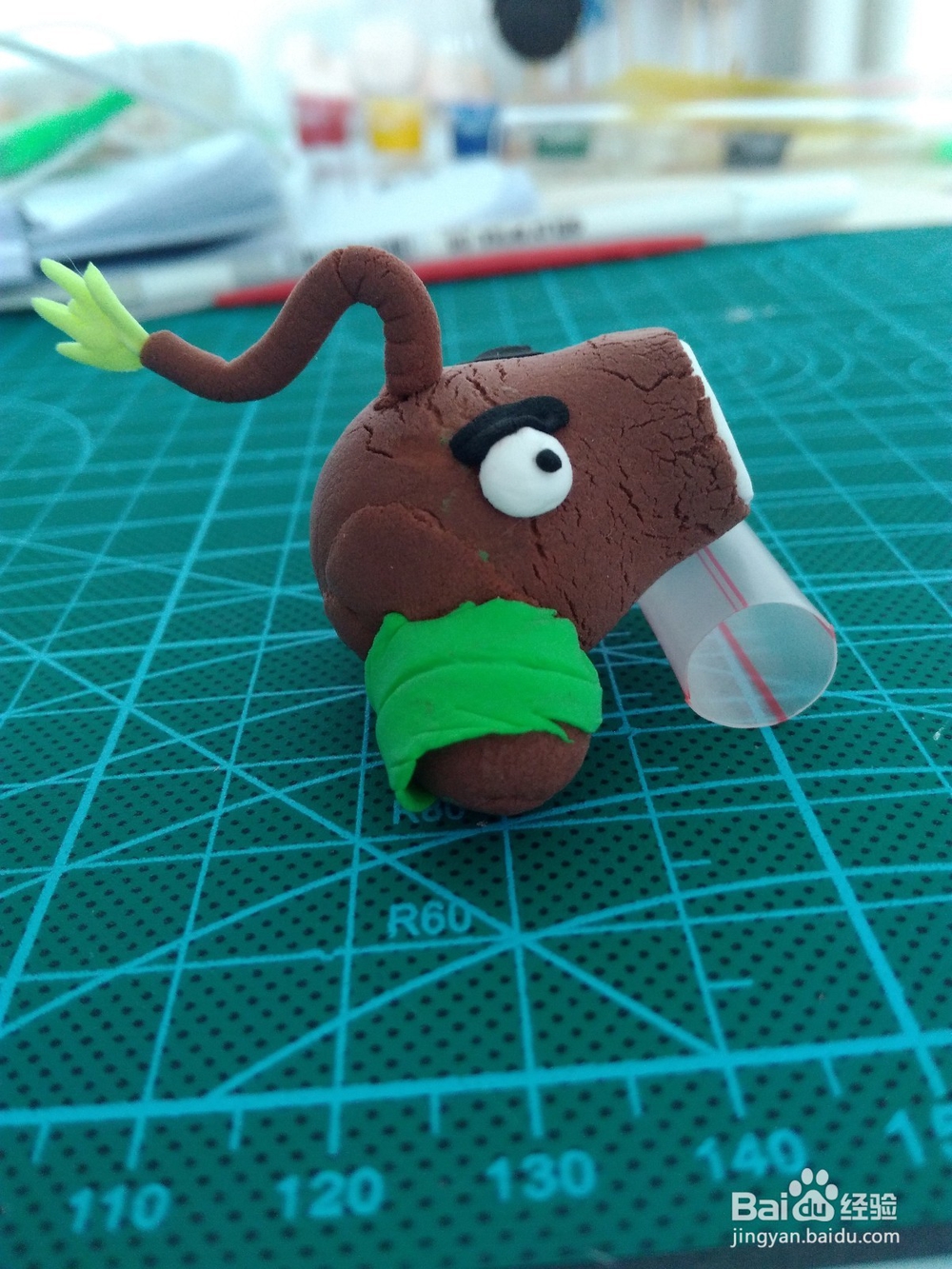 超轻粘土制作植物大战僵尸中的椰子加农炮