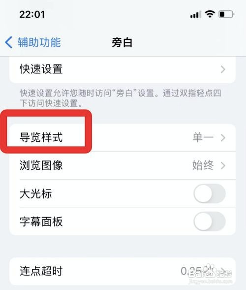苹果手机单一导览样式在哪设置