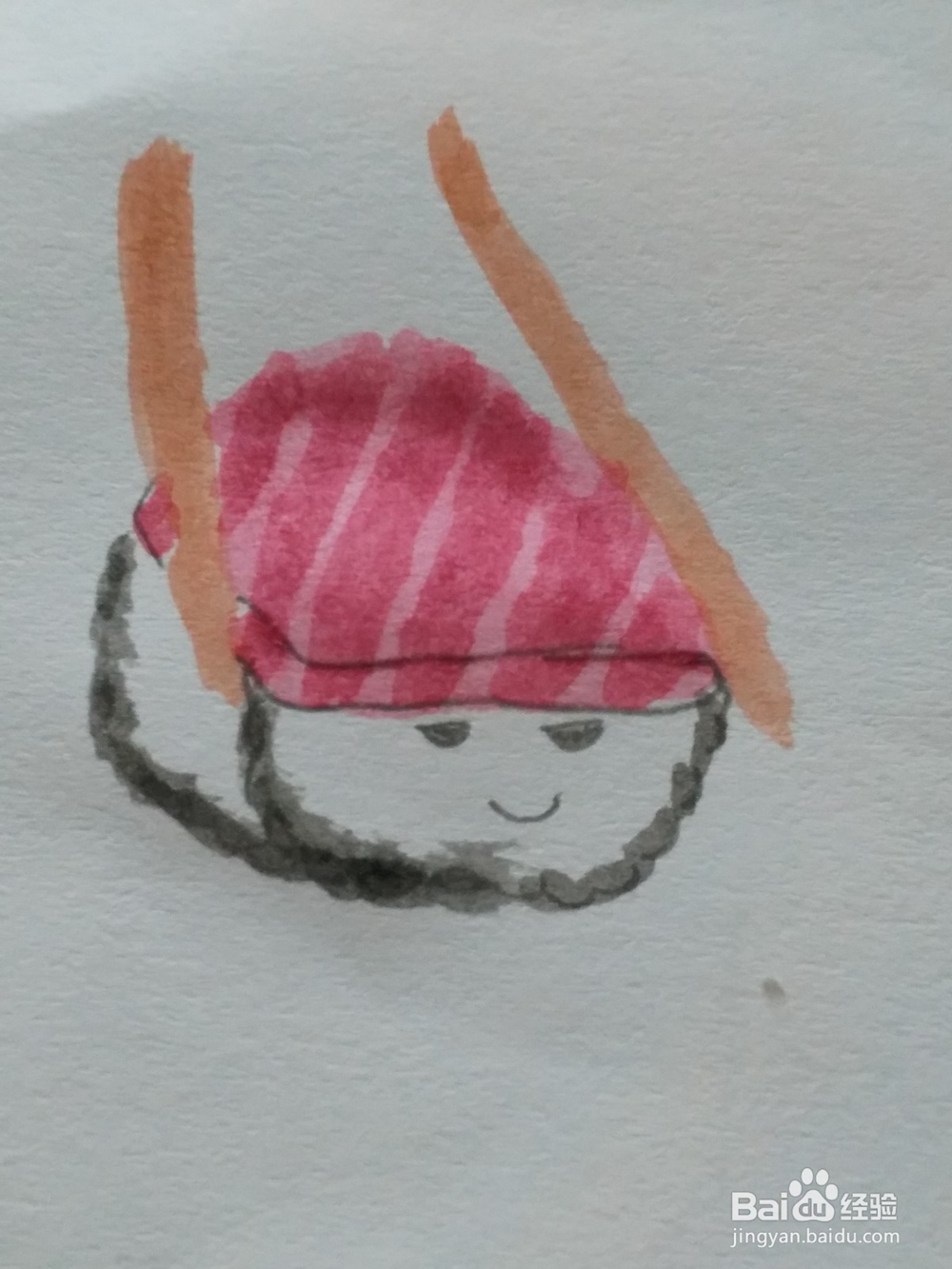 如何用水粉画 画出一个寿司表情包!