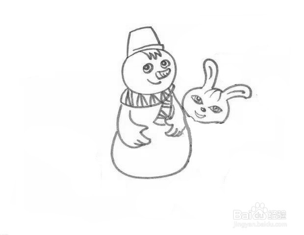 雪孩子和小白兔怎么画