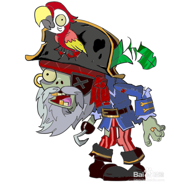 海盗船长僵尸 简笔画图片