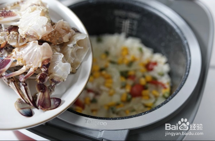 梭子蟹焖饭的做法