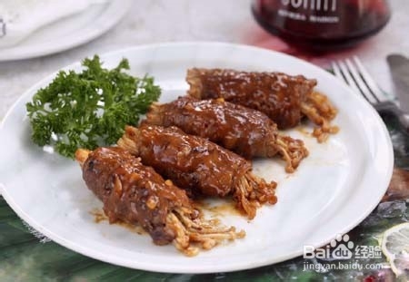 私房菜之黑椒金针肥牛卷
