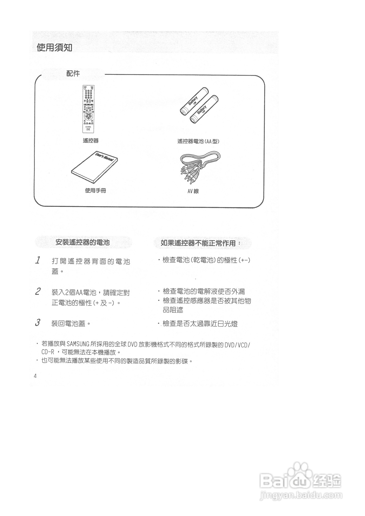三星DVD-M408K型DVD放映机使用说明书:[1]