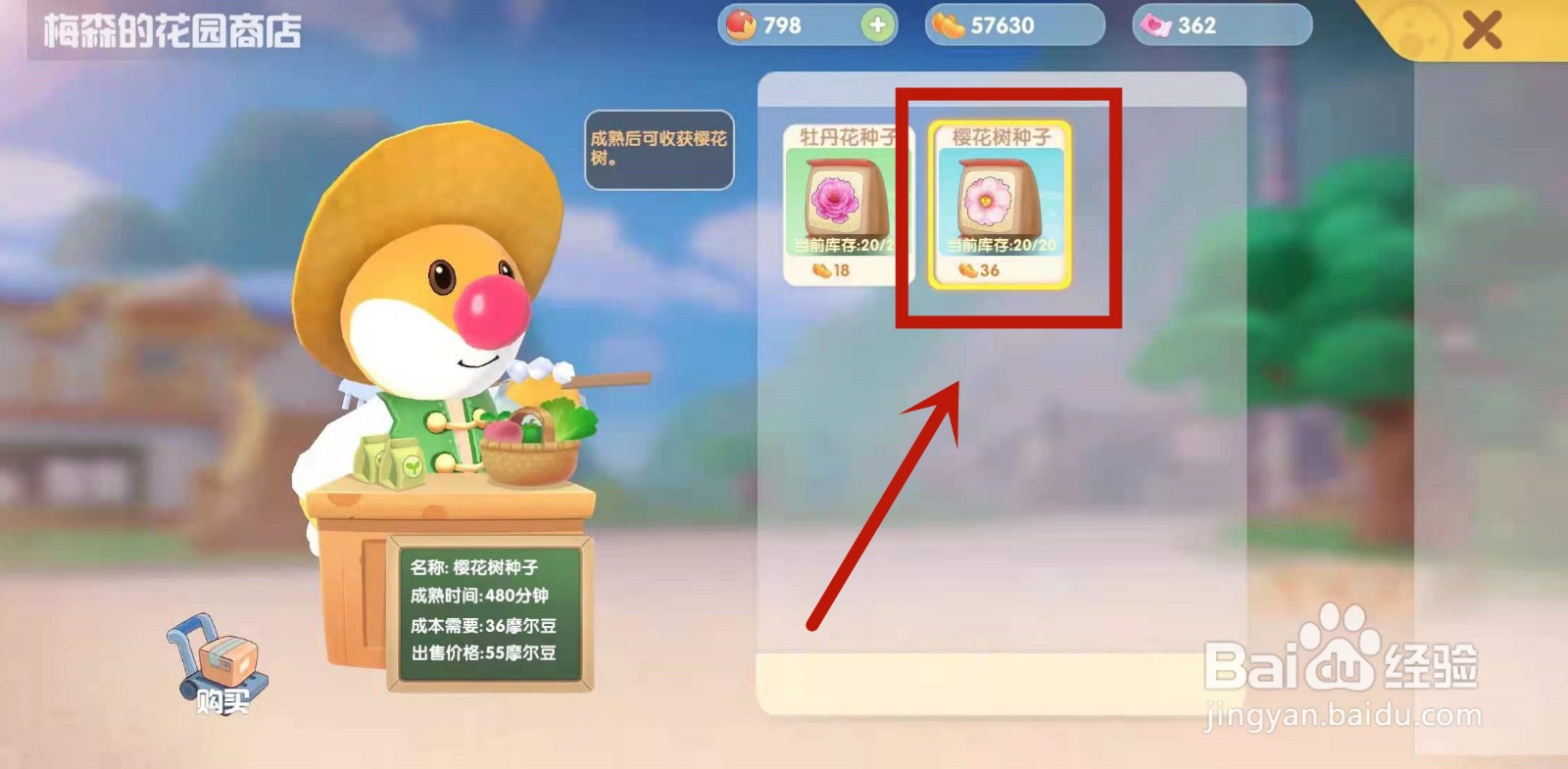 在摩尔庄园怎么获取樱花树