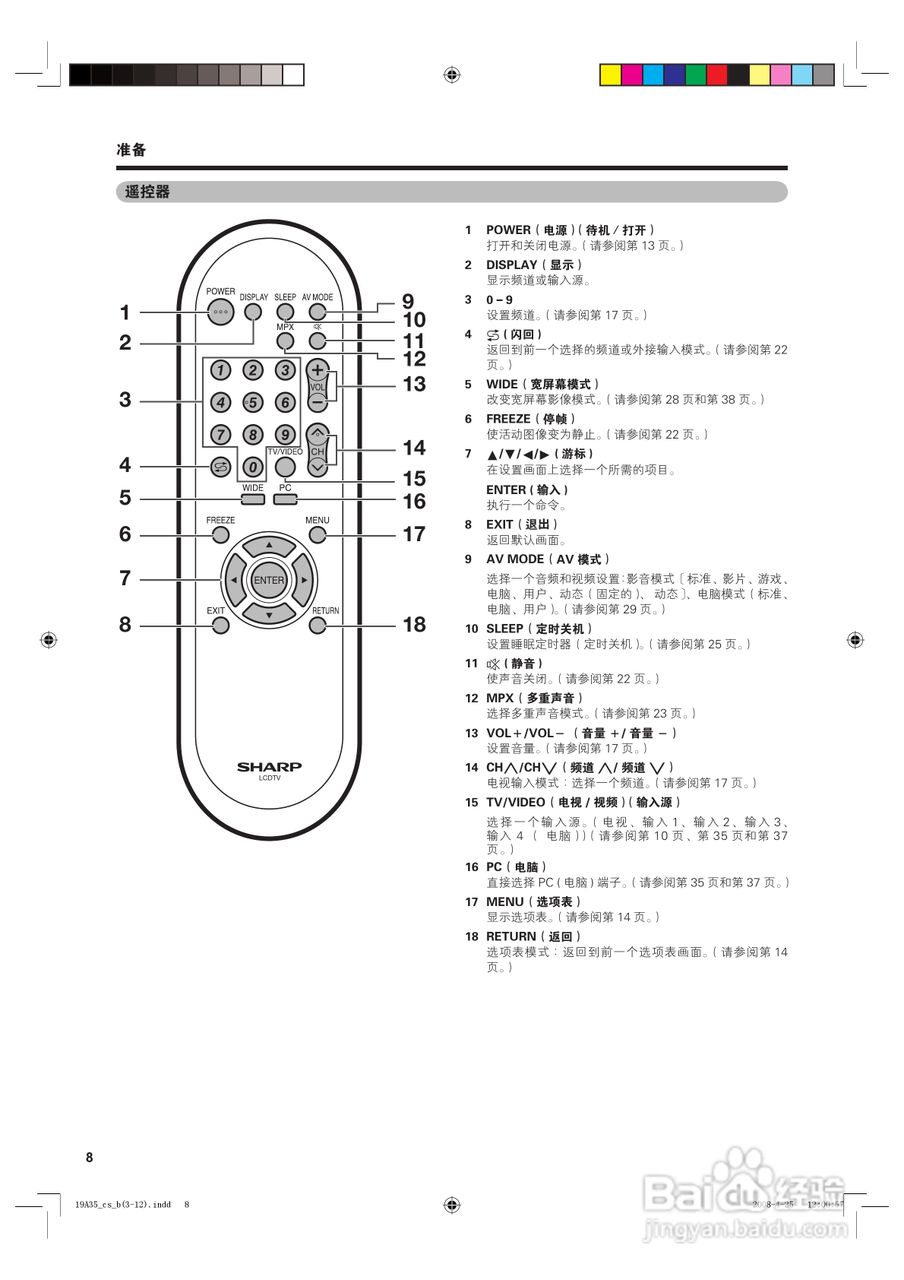 夏普液晶电视LCD-19A35-R型说明书:[1]