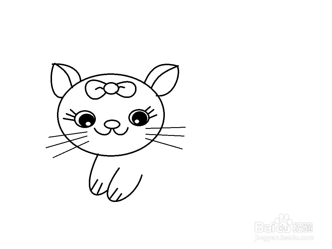 怎样画戴蝴蝶结的小猫