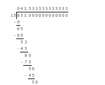65.3÷1.5用竖式计算商用循环小数表示怎么写