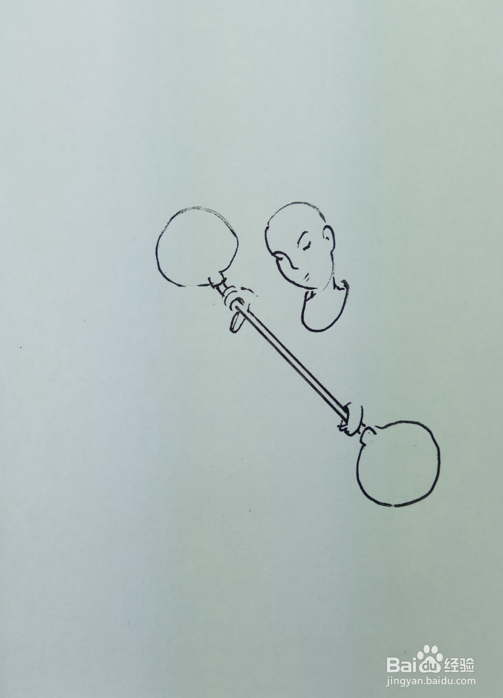 怎样画简笔画“玩铁锤的小和尚”