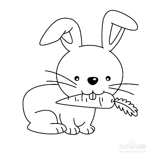 如何手工画吃萝卜的兔子简笔画？