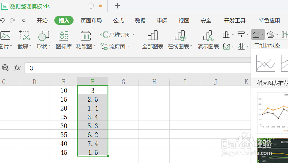 如何将一列指定的数据作为折线图的横坐标