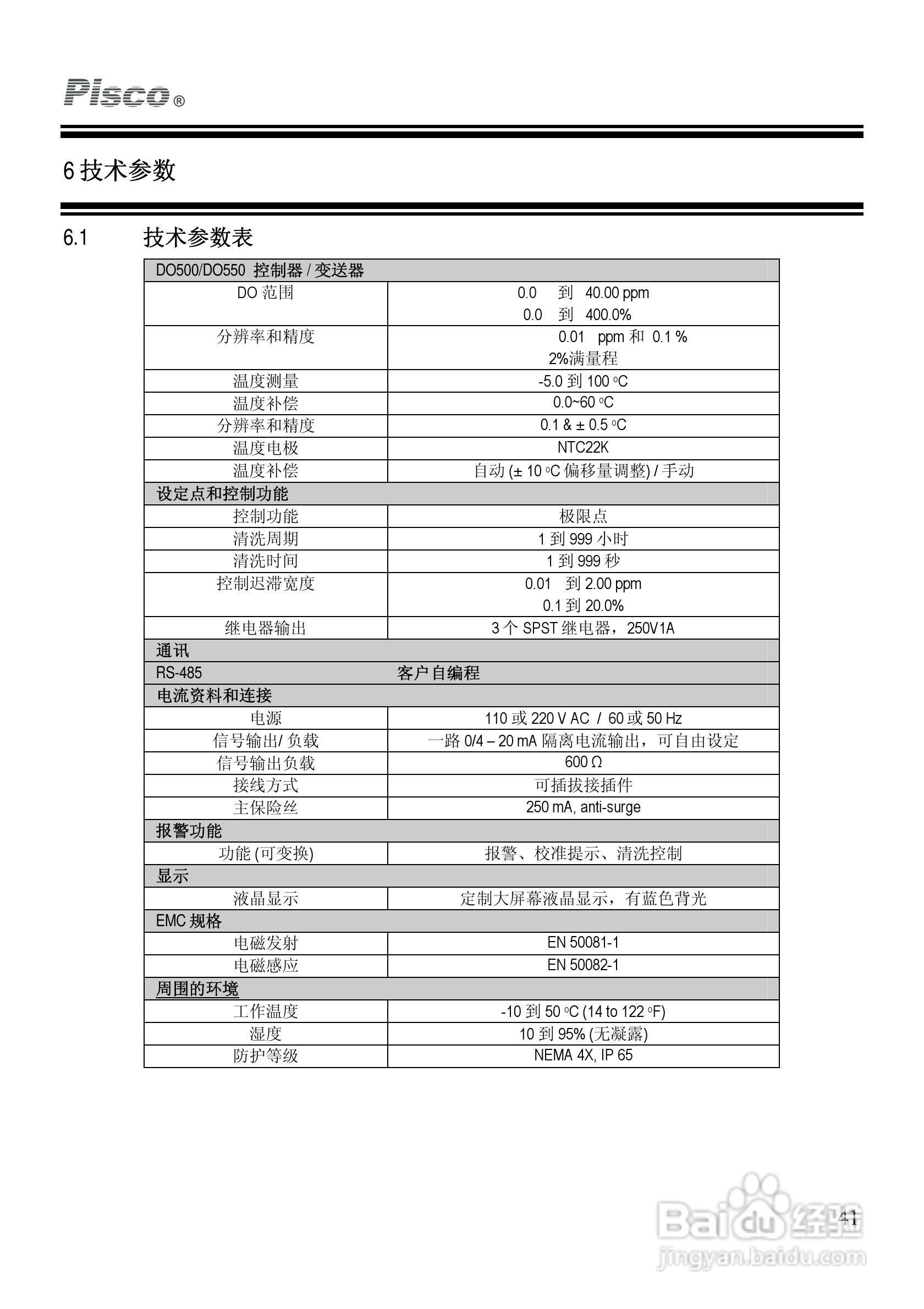Pisco DO500-DO550溶解氧控制器/变送器使用说明书:[5]
