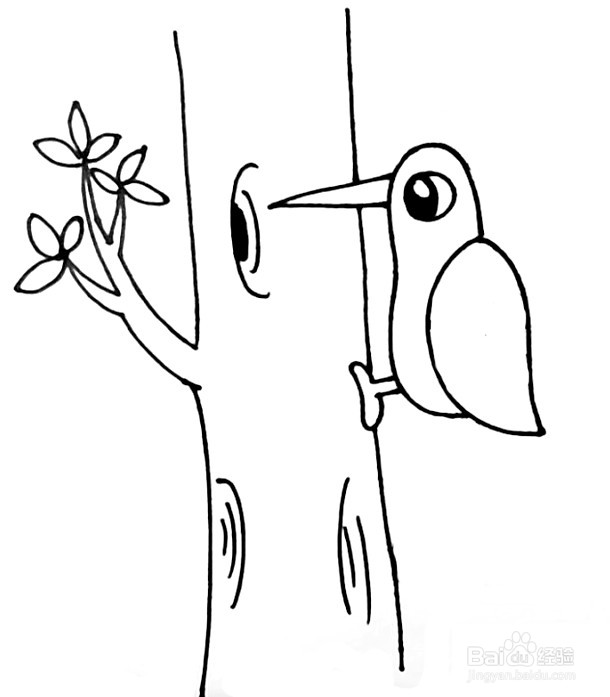 啄木鸟简笔画 分步画法