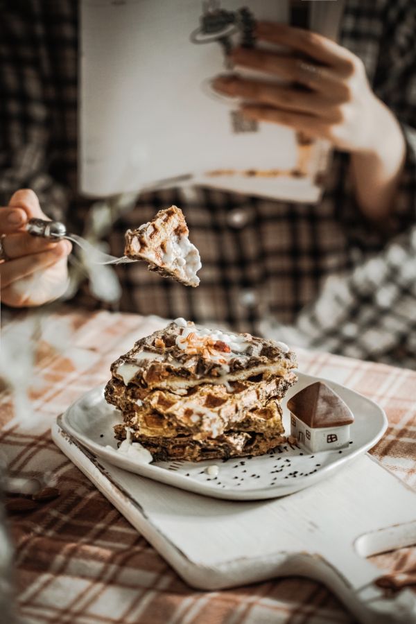 黑芝麻花生吐司版华夫饼