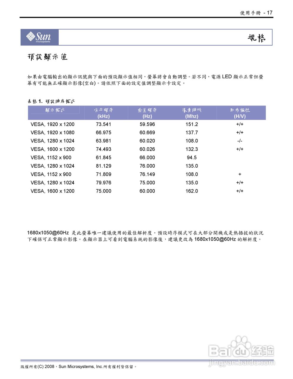 Sun 22吋宽萤幕LCD平面显示器使用说明书:[3]