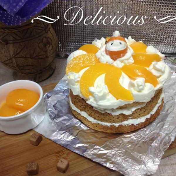 黄桃巧克力戚风裸蛋糕