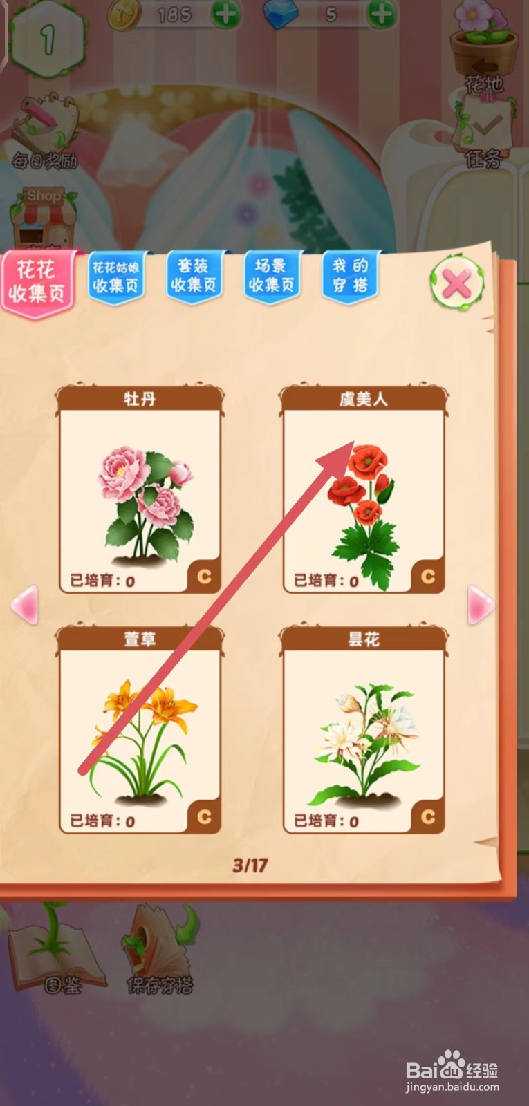 花花姑娘之魔法花园怎么查看虞美人的稀有度