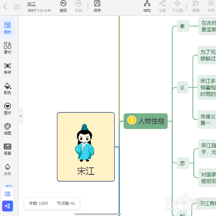 怎么用TreeMind树图梳理“水浒传宋江”人物关系