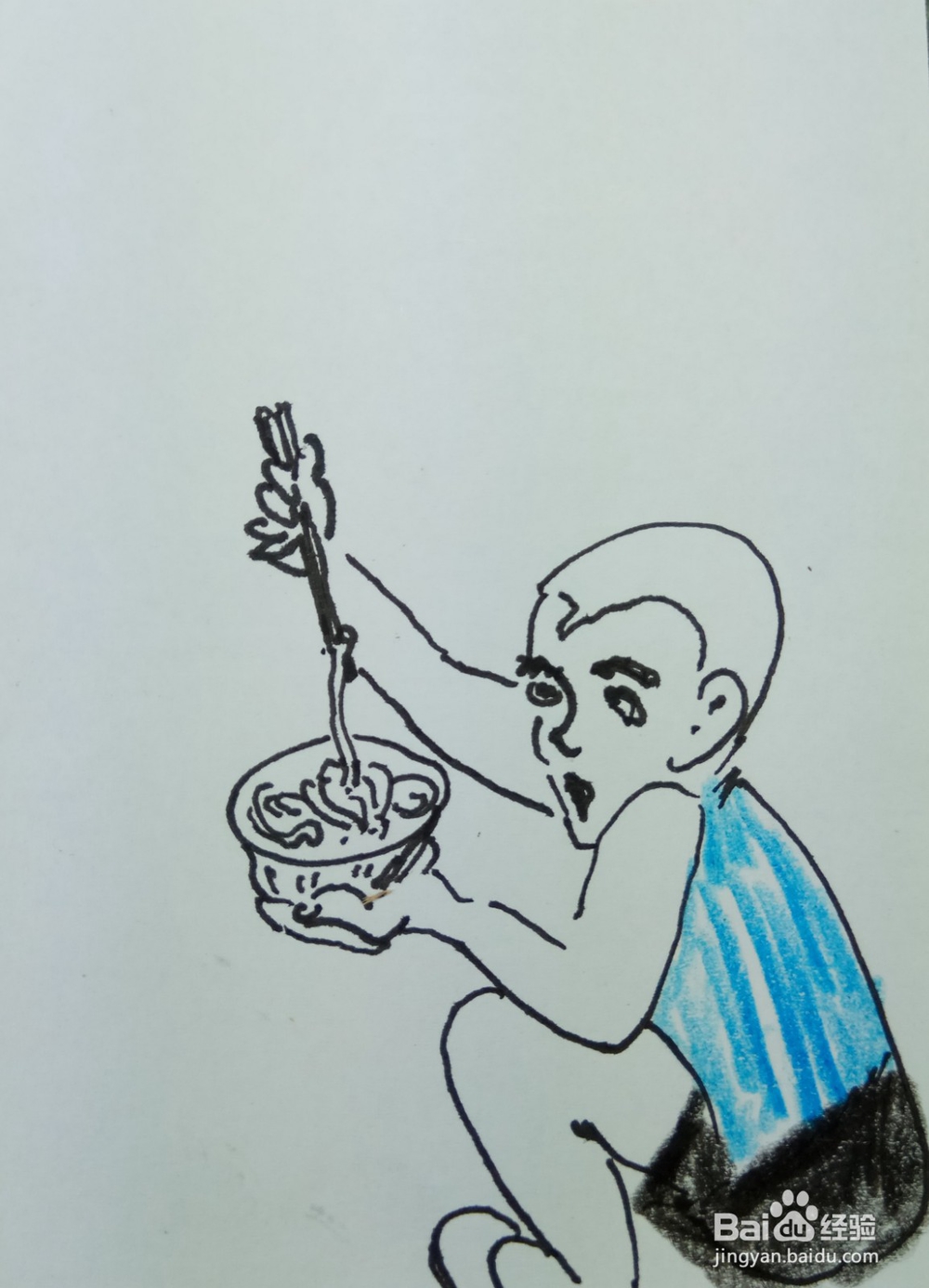 怎样画简笔画“我爱吃面条”