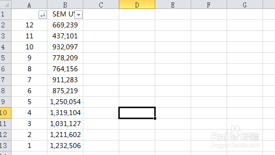 excel如何让一列数变成倒叙