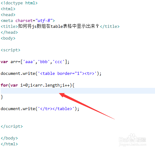 如何将js数组在table表格中显示出来？