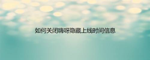 如何关闭嗨呀隐藏上线时间信息