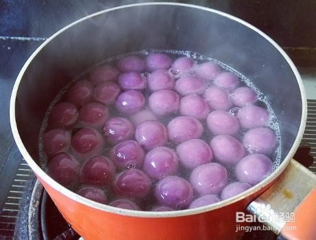 家庭酒酿紫薯丸子汤