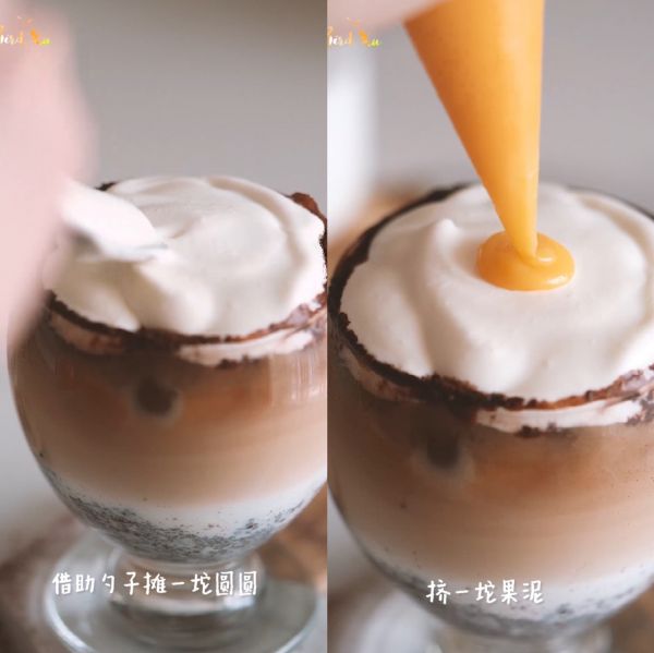 荷包蛋奥利奥奶盖拿铁咖啡