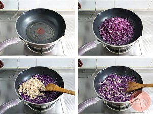 养生食补紫甘蓝鸡肉炒饭的做法