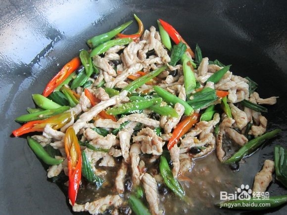 双椒豆豉炒肉丝
