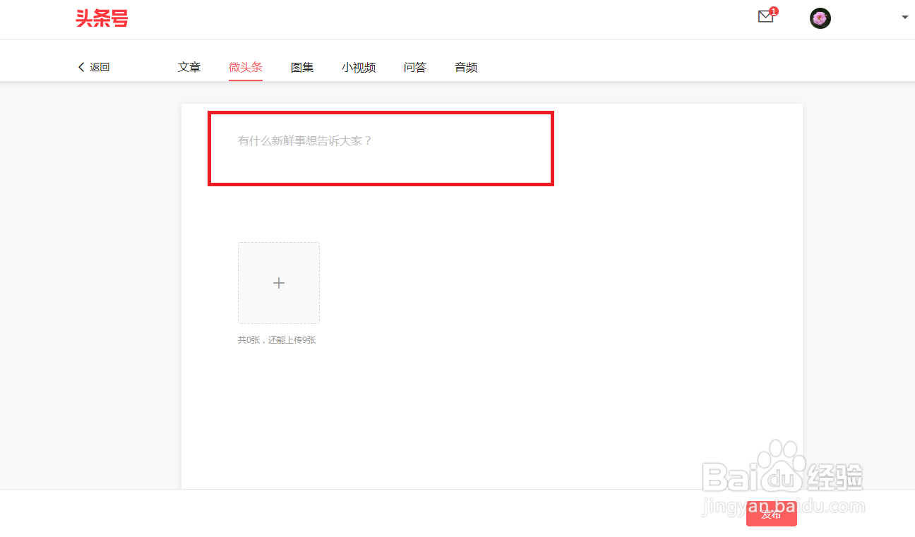 怎么用电脑在头条号上发微头条