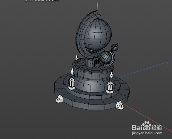 C4D建模--广场雕塑科技球的周边模型