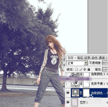Photoshop给外景人物图片加上淡淡的中性紫色