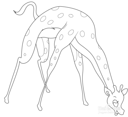 简笔画---低头的长颈鹿画法