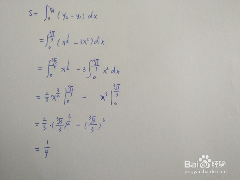 曲线y1=nx^2与y2=√x围成的面积