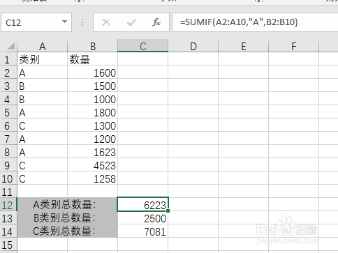 Excel 2019对区域内符合条件的值求和SUMIF函数