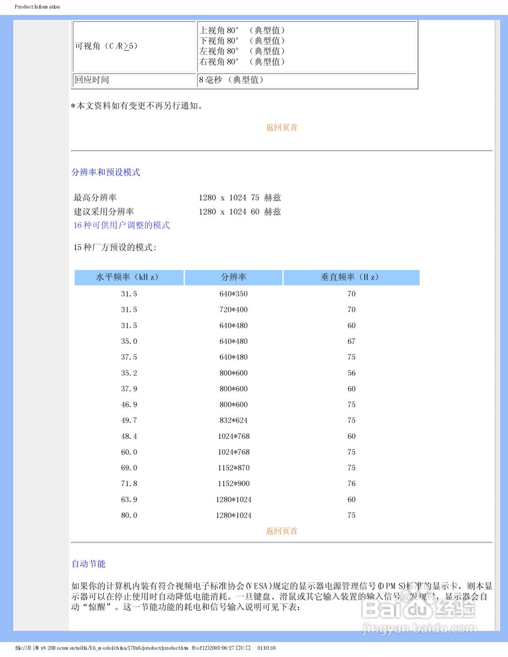飞利浦170X6FW/93液晶显示器使用说明书:[2]