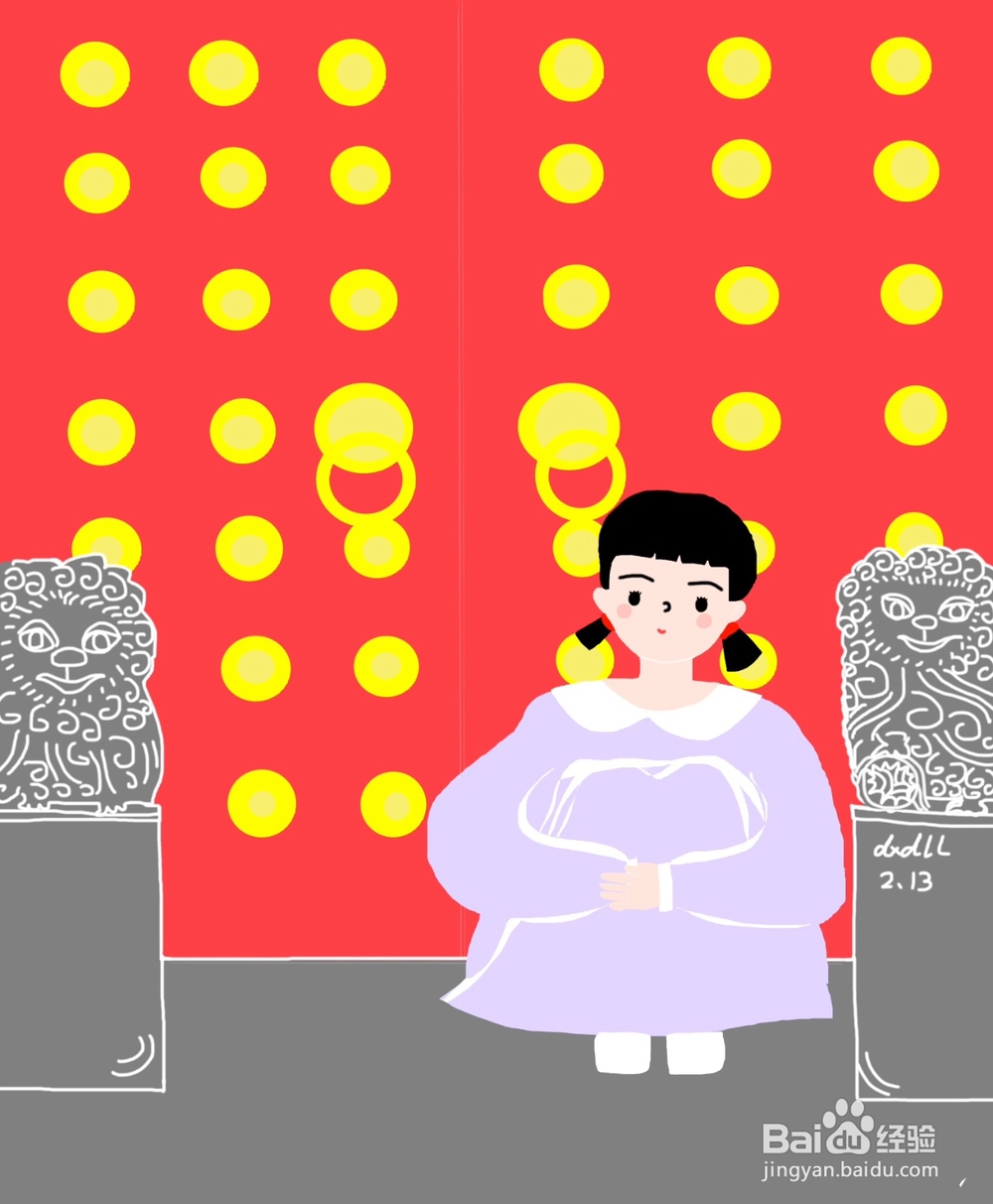 dxdll手绘之门前的女孩