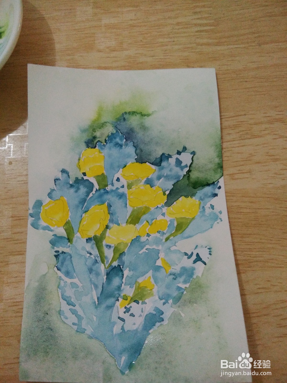 如何用白卡纸画一束仙人掌花朵